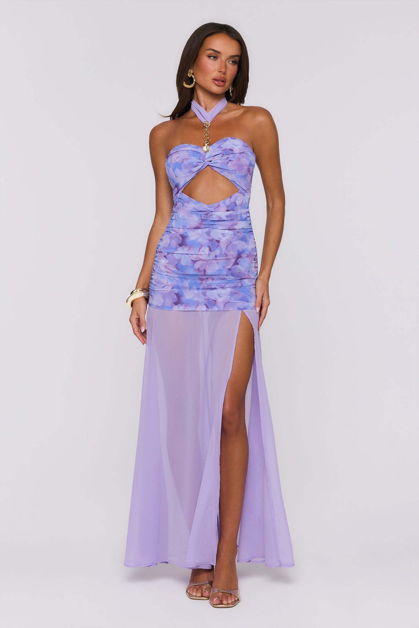Lilac Whisper Halter Maxi Dress Lilac