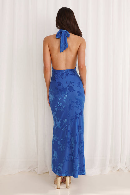 Shallow Love Halter Maxi Dress Blue