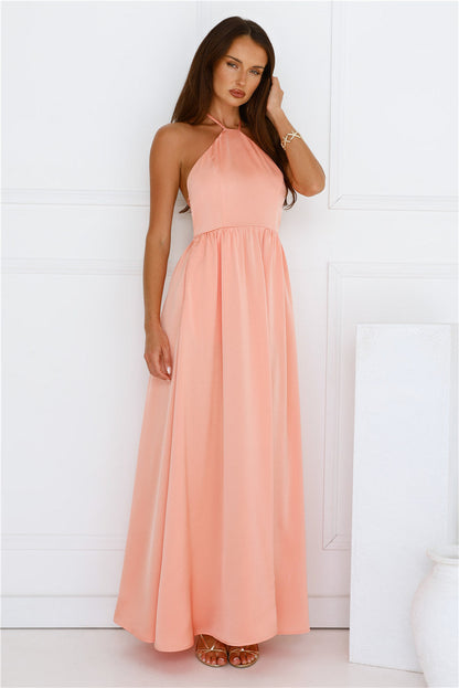 Lush Riviera Halter Maxi Dress Peach