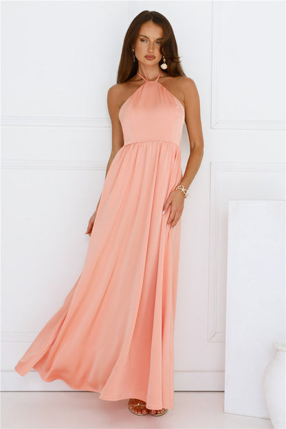 Lush Riviera Halter Maxi Dress Peach