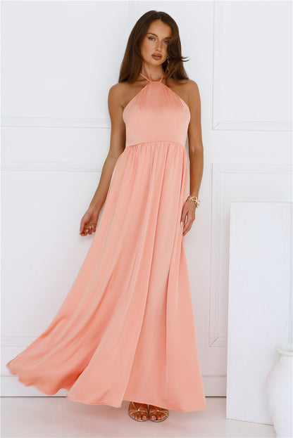 Lush Riviera Halter Maxi Dress Peach