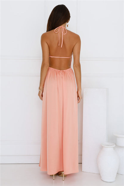 Lush Riviera Halter Maxi Dress Peach