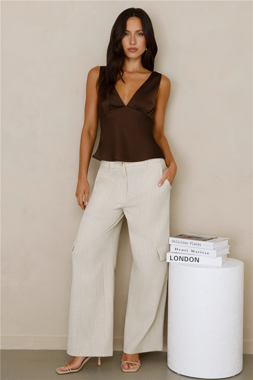 Eden Essence Satin Top Brown