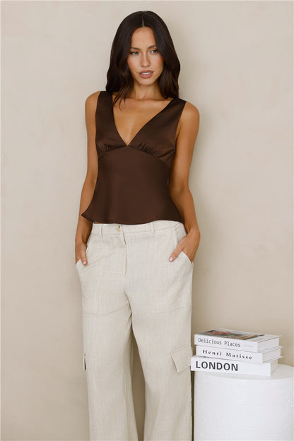 Eden Essence Satin Top Brown