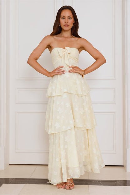 Tranquil Twilight Strapless Maxi Dress Yellow