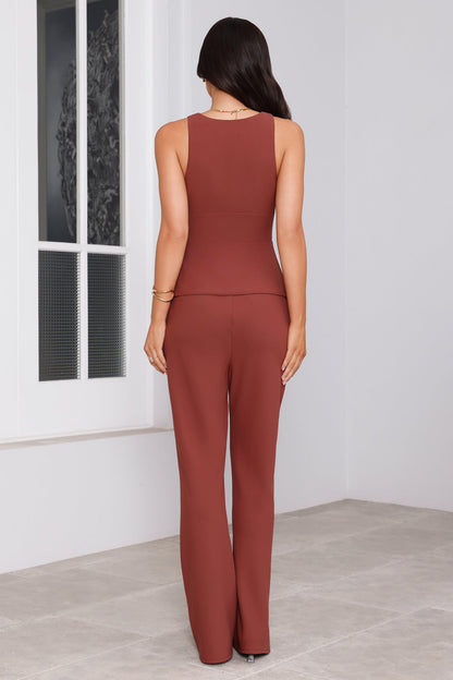 Sharp Hour Tailored Top Brown