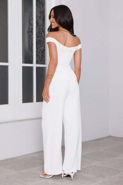 Frame It Tailored Off Shoulder Top White