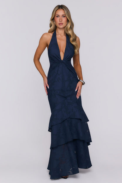 Take The Chance Halter Maxi Dress Navy