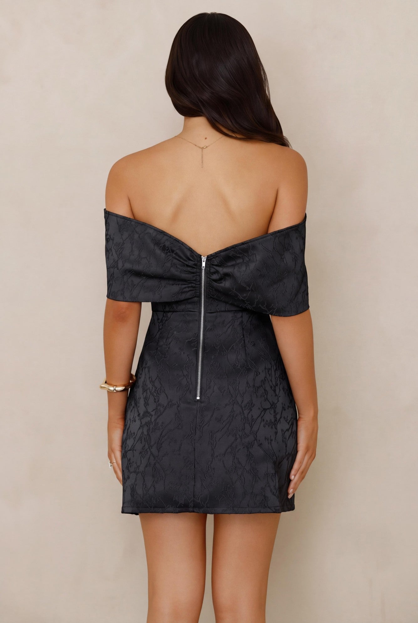 Slaying Softly Off Shoulder Mini Dress Black