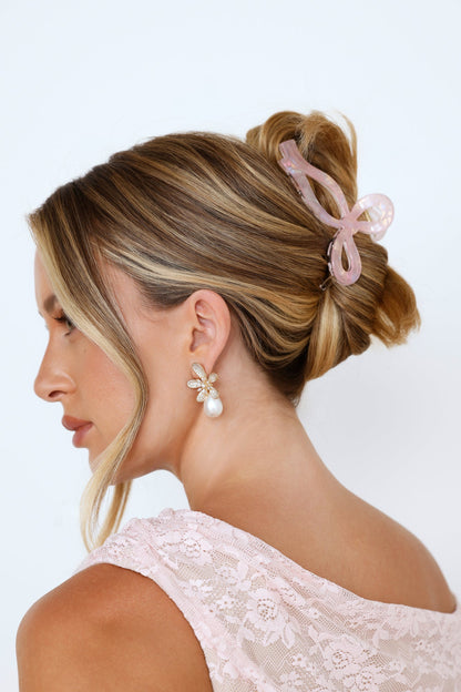 Ribbon Bows Claw Clip Pink