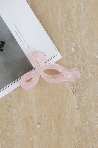 Ribbon Bows Claw Clip Pink