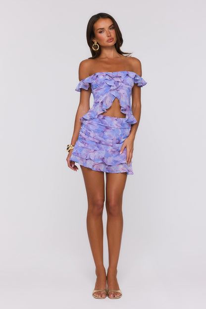 Into The Floral Off Shoulder Top Lilac