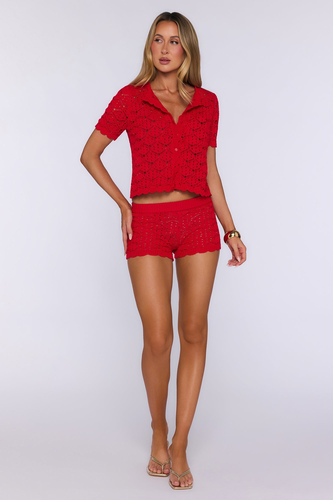 Sunkissed Socialite Knit Shorts Red