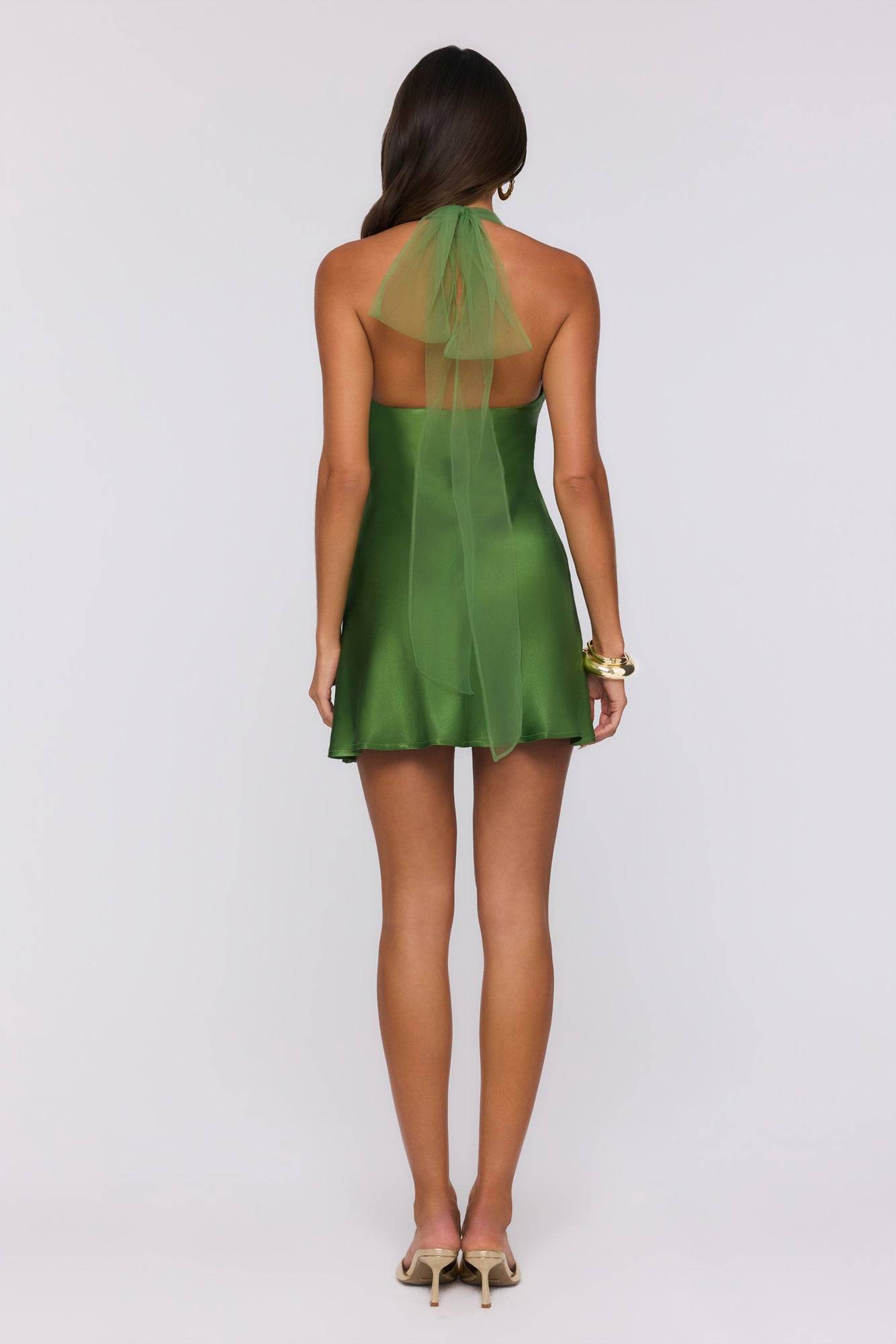 Étoile Club Satin Halter Mini Dress Green