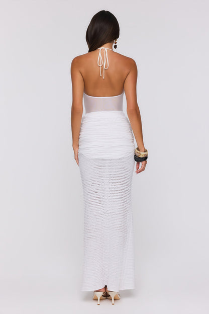 Blanco Halter Midi Dress White