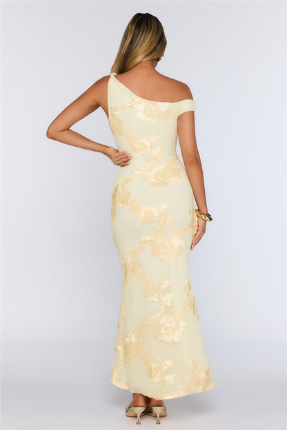 Future Icon Off Shoulder Mesh Maxi Dress Yellow