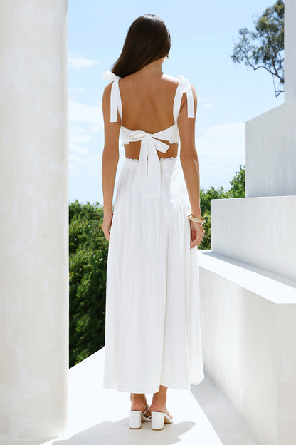 Laced In Time Maxi Dress White