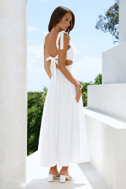 Laced In Time Maxi Dress White