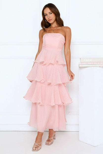 Wedding Adventure Strapless Maxi Dress Pink
