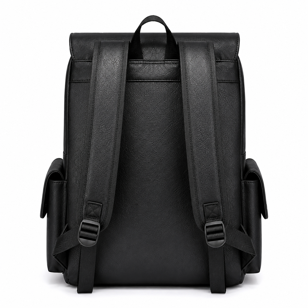Sac à dos pour ordinateur portable en cuir PU pour homme – Sac à dos de voyage d'affaires 15,6"