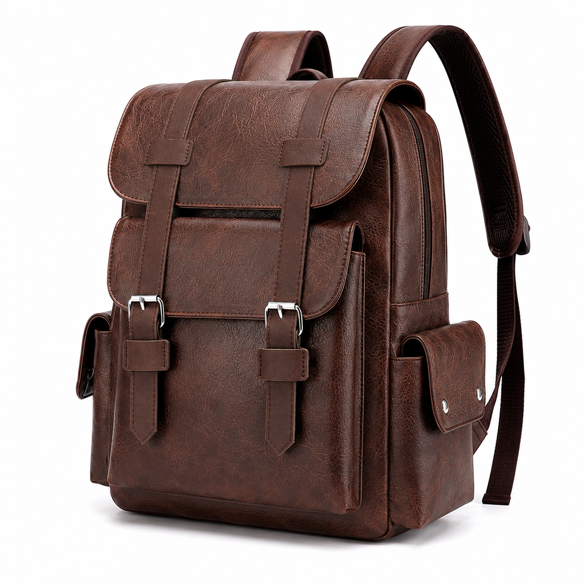 Sac à dos pour ordinateur portable en cuir PU pour homme – Sac à dos de voyage d'affaires 15,6"