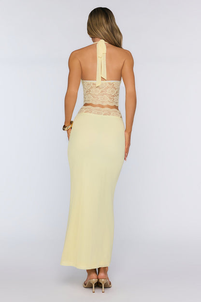 Style That Stays Lace Maxi Skirt Yellow