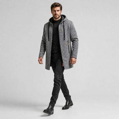Men's Hooded Longline Jacket – Fleece Winter Coat