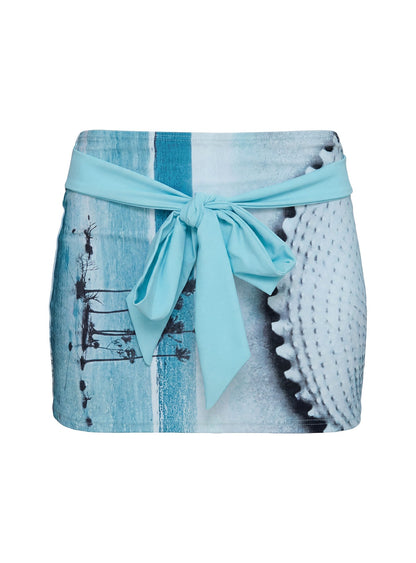Sundown Haze Tie Detail Swim Skirt Blue