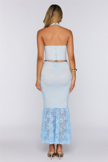 All The Flirty Feels Lace Maxi Skirt Blue