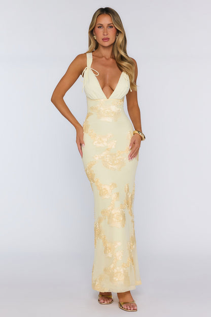 Effortless All Day Mesh Maxi Dress Yellow