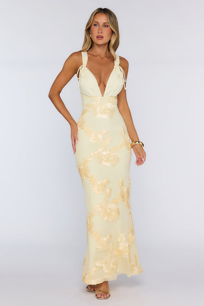 Effortless All Day Mesh Maxi Dress Yellow