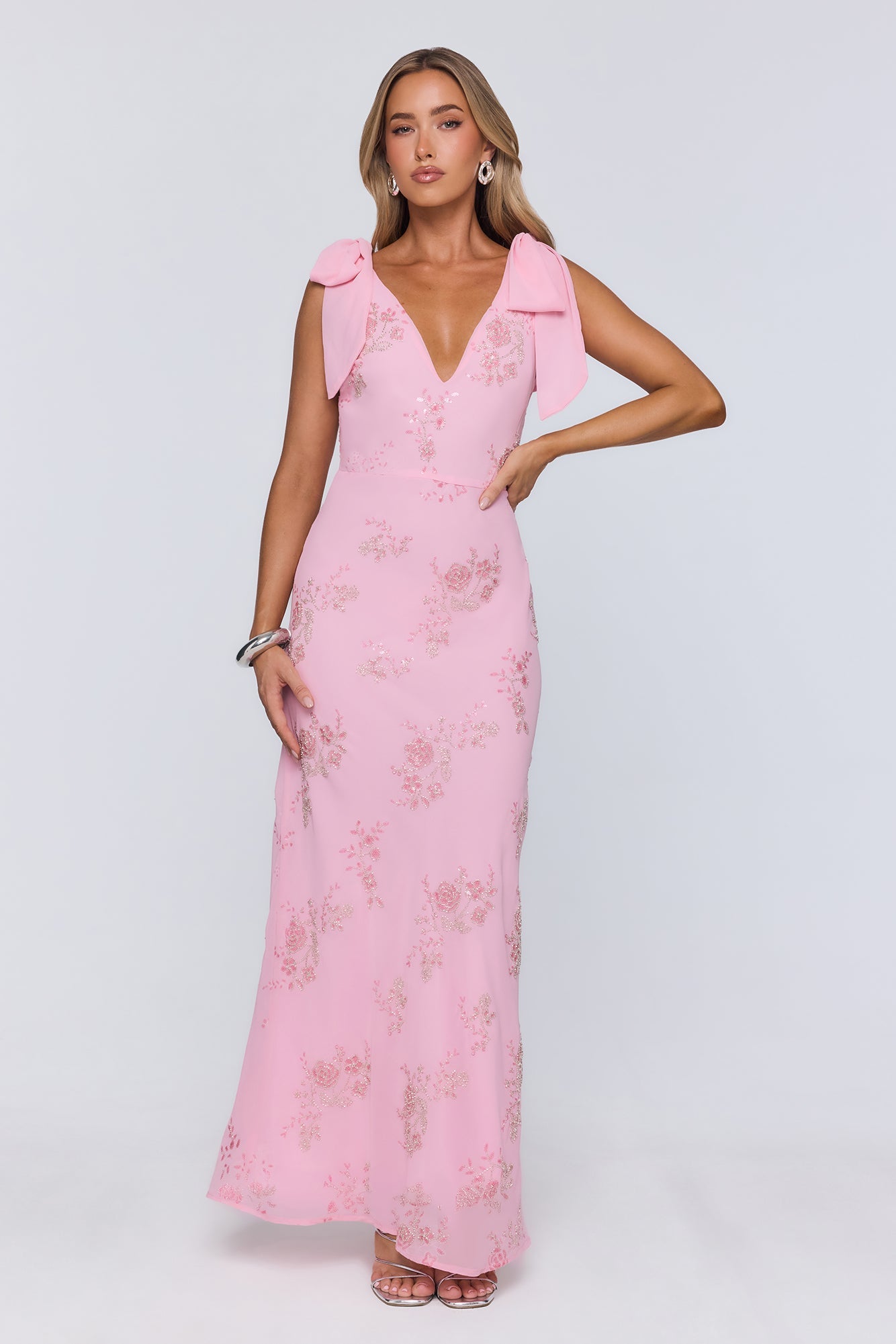 Soft Icon Energy Embellished Maxi Dress Pink