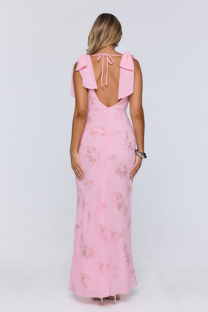 Soft Icon Energy Embellished Maxi Dress Pink
