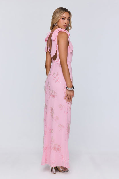 Soft Icon Energy Embellished Maxi Dress Pink