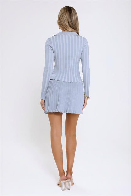 City Lights Glow Ribbed Mini Skirt Blue