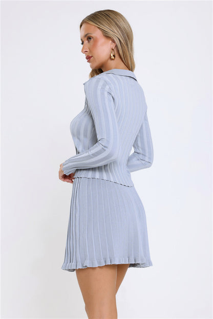 City Lights Glow Ribbed Mini Skirt Blue