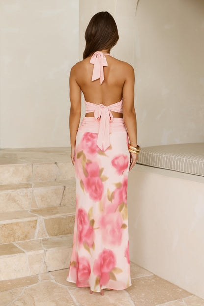 Soft Rose Affair Maxi Skirt Pink