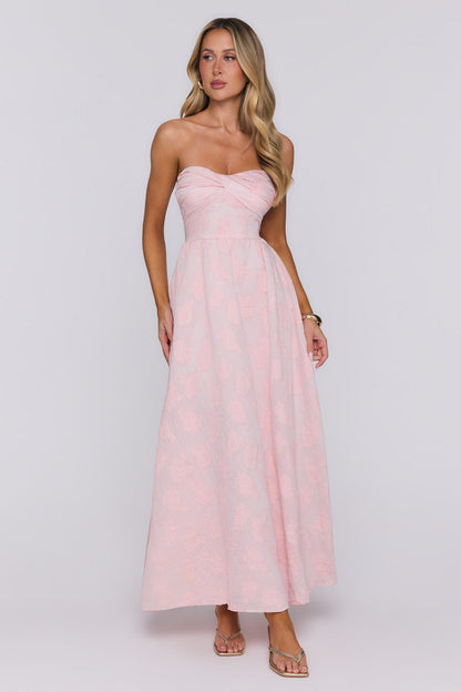 The Look Wins Strapless Maxi Dress Pink