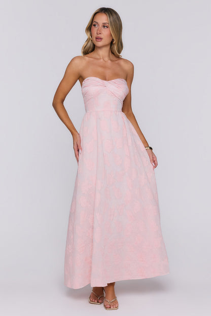 The Look Wins Strapless Maxi Dress Pink