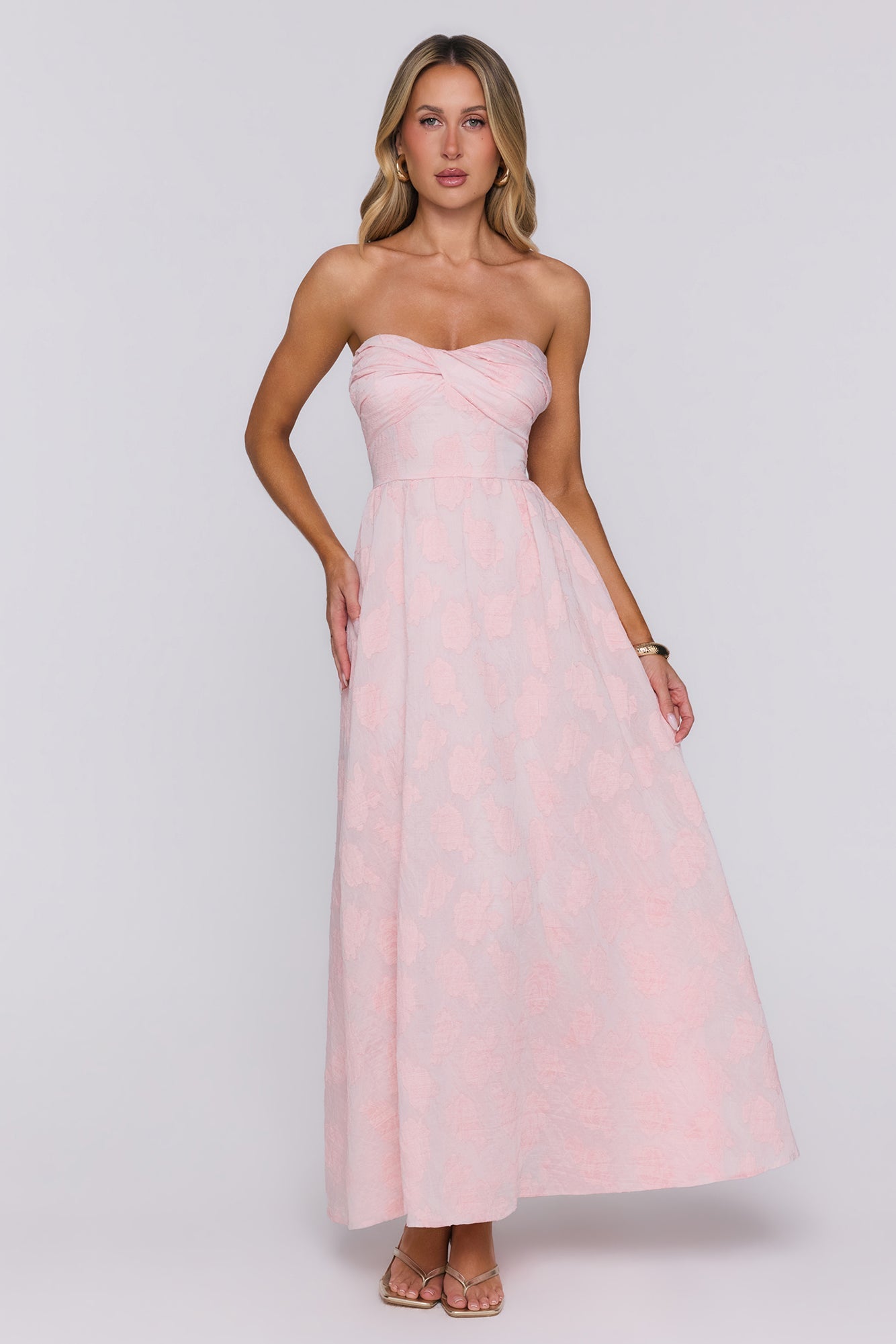 The Look Wins Strapless Maxi Dress Pink