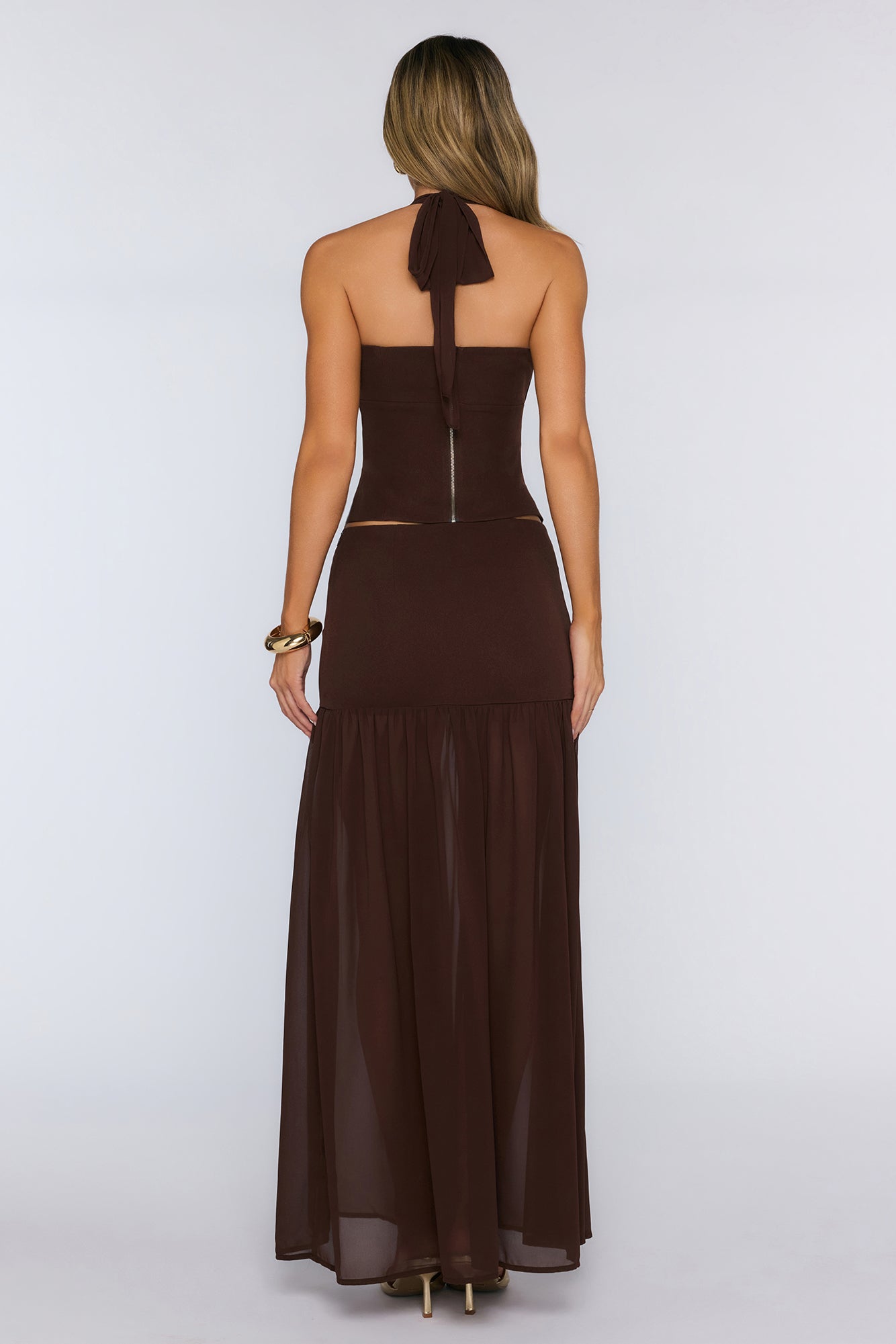 Nyra Low Waisted Maxi Skirt Chocolate