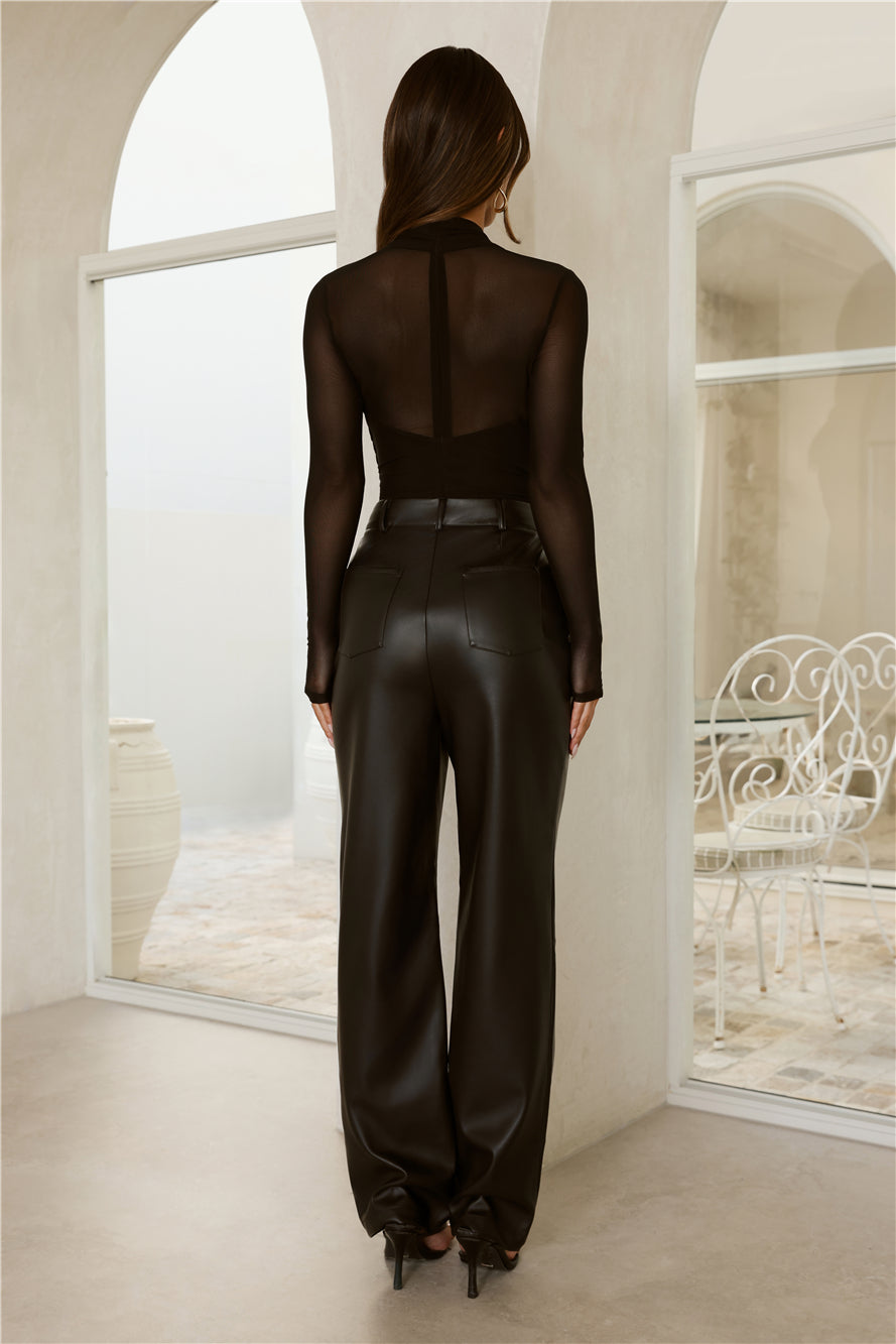 Twist Of Luxe Mesh Long Sleeve Bodysuit Black