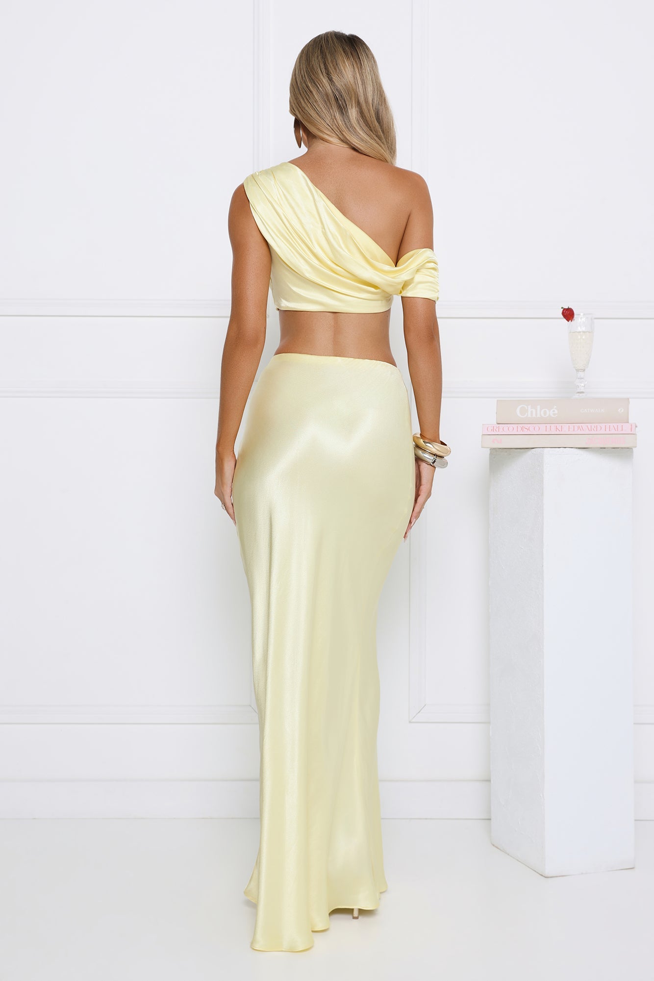 Literally Me Satin Maxi Skirt Yellow