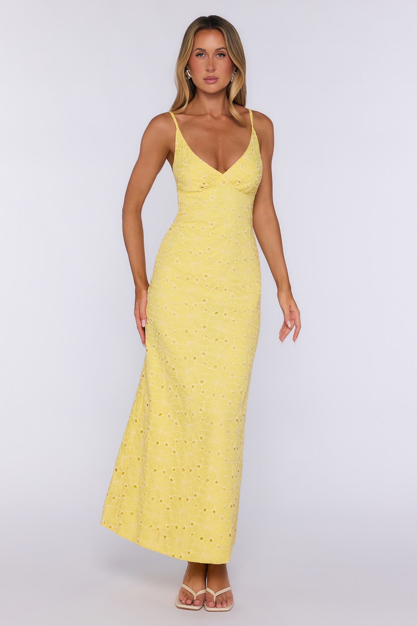 It Girl Moments Embroidered Maxi Dress Yellow