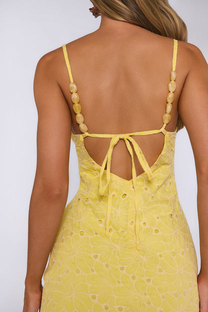 It Girl Moments Embroidered Maxi Dress Yellow