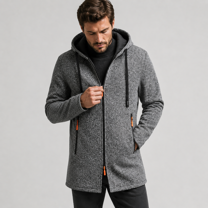 Men's Hooded Longline Jacket – Fleece Winter Coat