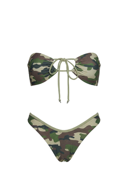 Tropical Vibes Bandeau Bikini Top Camo