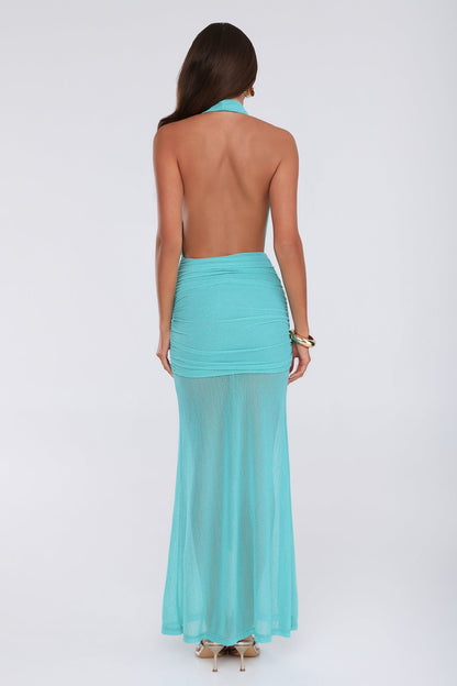 Born To Stand Out Halter Maxi Dress Aqua