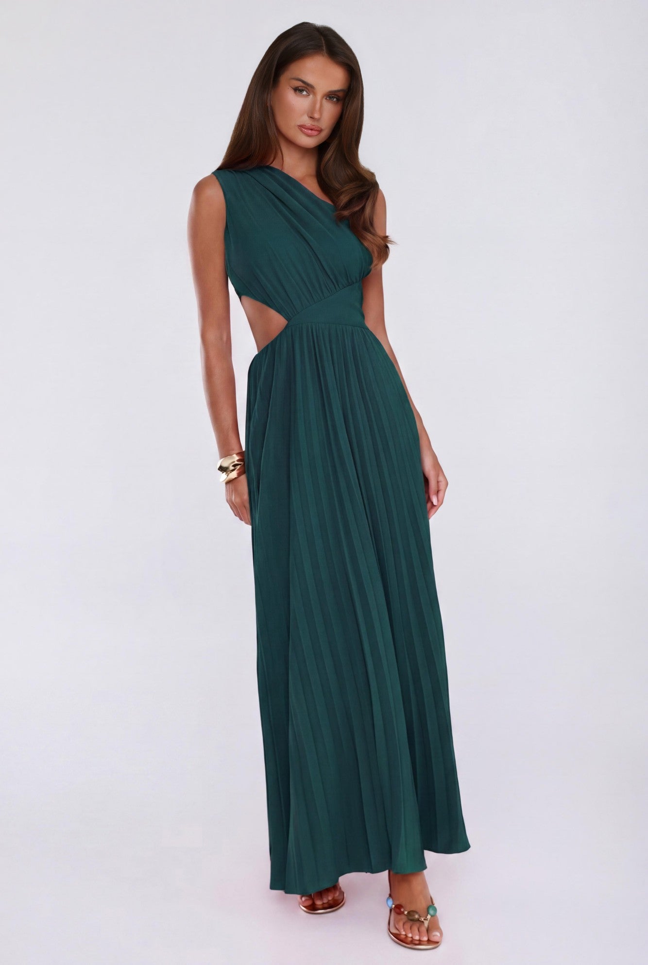 Summer Seduction One Shoulder Maxi Dress Teal