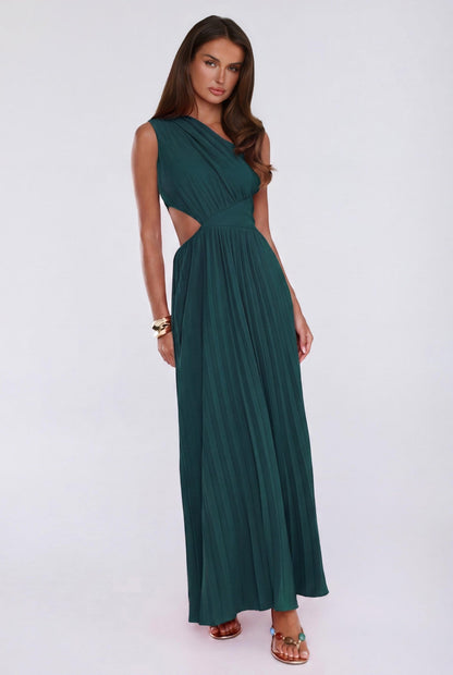 Summer Seduction One Shoulder Maxi Dress Teal